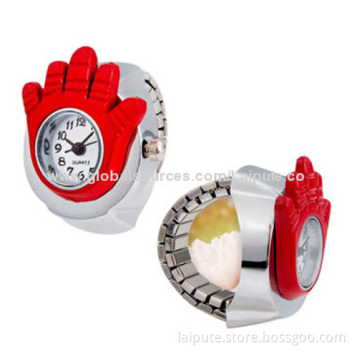 Palm Decorated Analog Ring Watches with Japan Movement, Customized Colors and Logos WelcomedNew